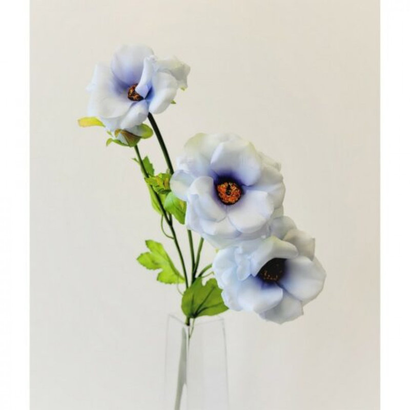 Butterfly Ranunculus Spray Artificial Flowers, Blue