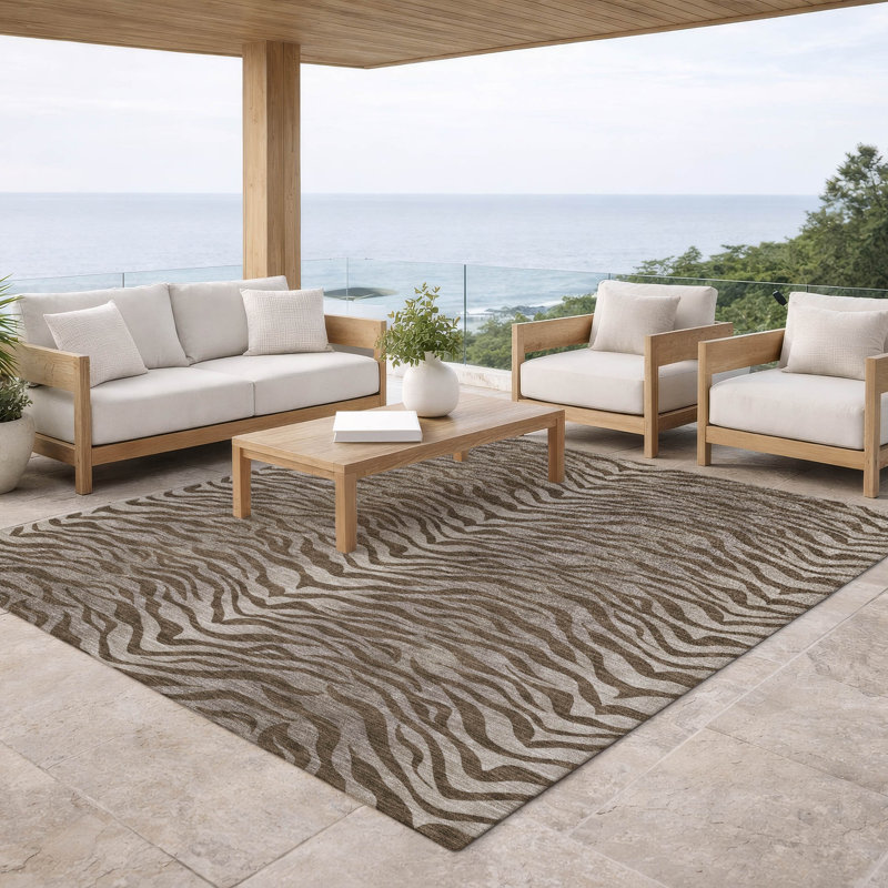 Tapis intérieur / extérieur lavable à la machine Chantille ACN2925, Chocolat, 10 pi x 14 pi