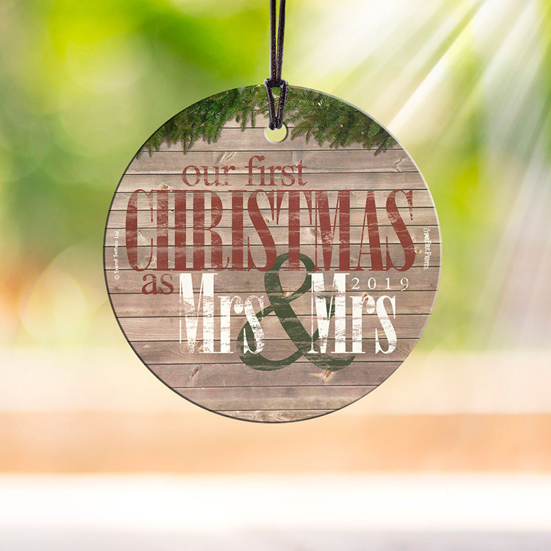 «First Christmas Married», reproduction de verre en cercle
