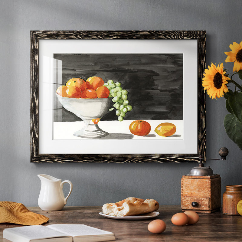 Watercolor Fruit Bowl II, reproduction d'art encadrée, Noir