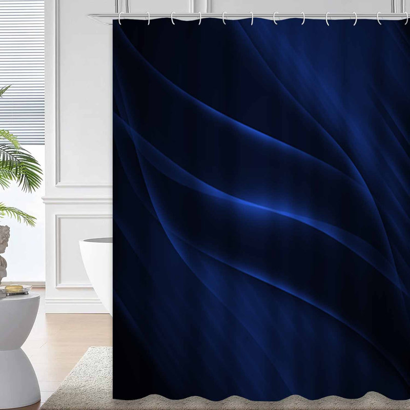 Rideau de douche bleu foncé à 12 crochets, L 72 po x l 78 po