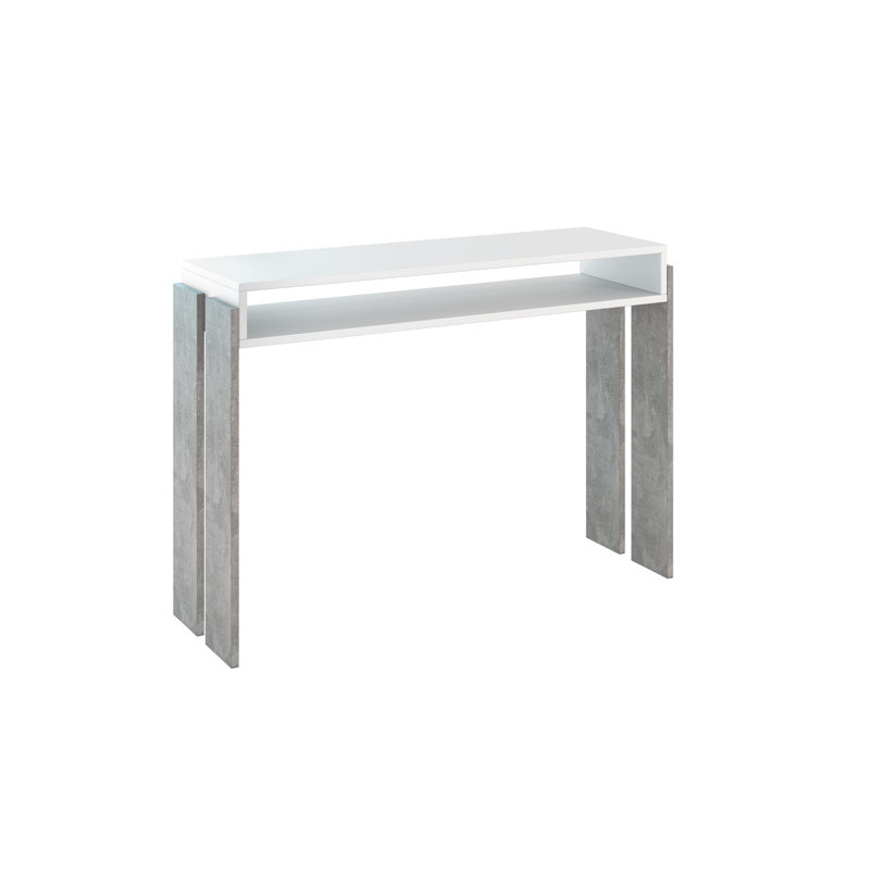 Rumba 110cm Console Table, White, Stone