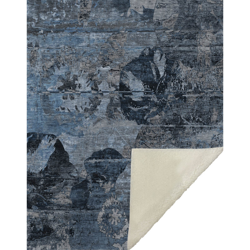 Jeté en sherpa Addison, Denim