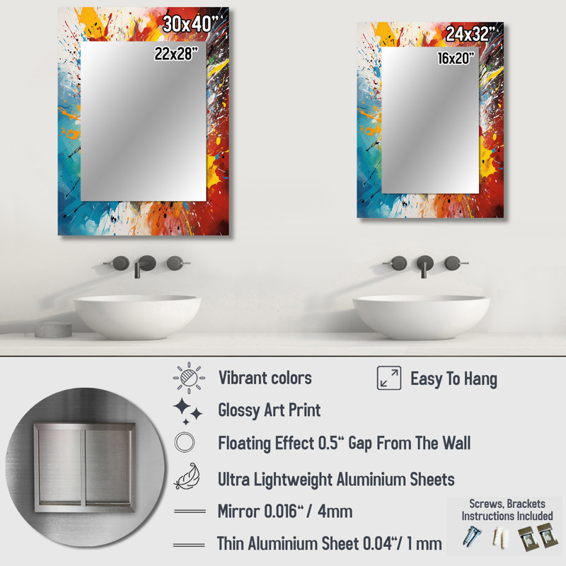 Abstraction Soccer Ball - miroir unique de football, grand miroir mural moderne, impression d'art en métal, 32 po x 24 po