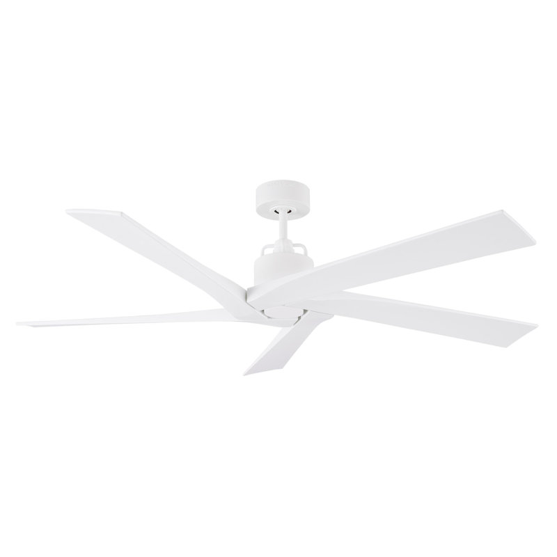 Ventilateur de plafond standard à 5 pales 70 pouces avec télécommande Adalai, Blanc mat avec pales blanc mat