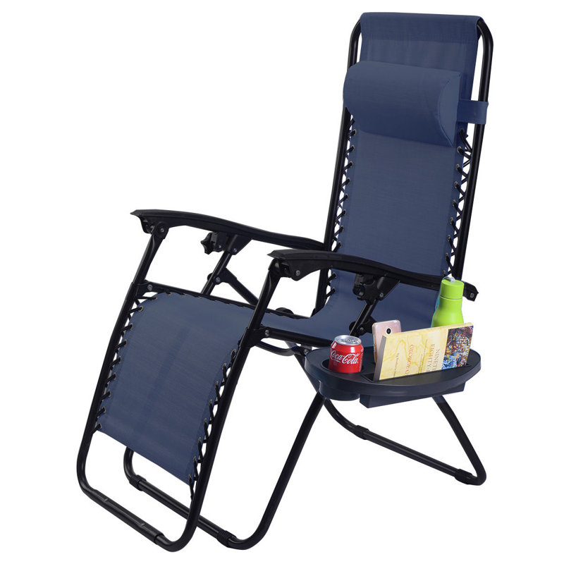 Romero Outdoor Metal Chaise Lounge Set, Blue, 1
