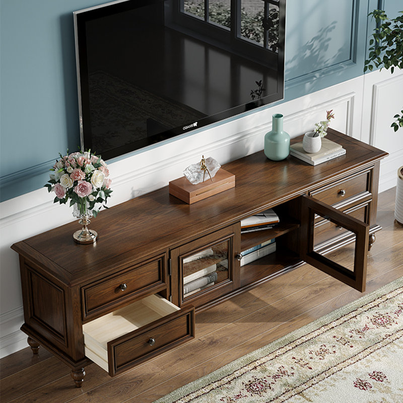 Meuble télé avec cadre en bois massif durable, 70.87"