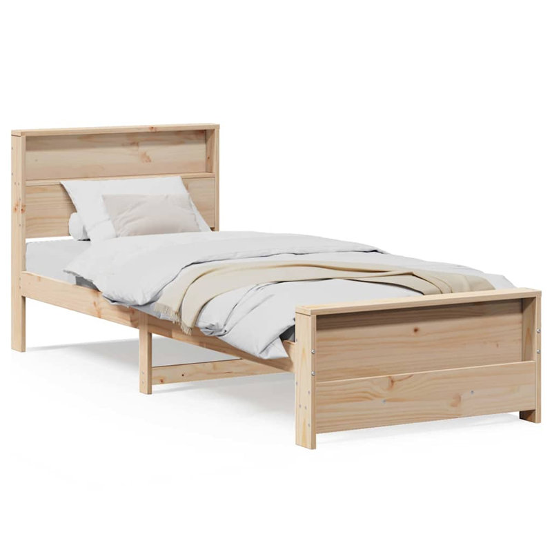Bed Frame with Headboard Engineered Wood, Small Single (2'6), Brown