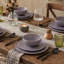 Service de table rond en céramique 18 pièces, assiettes et bols unis modernes, pour 6 personnes