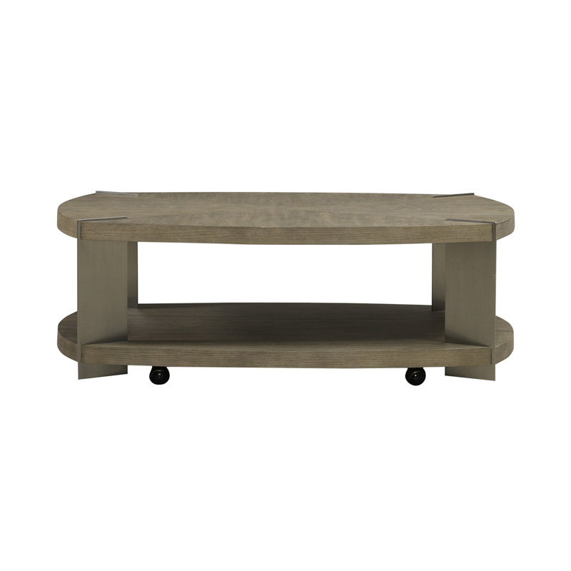 Euzelia Oval Cocktail Table w/ Metal Legs & Casters
