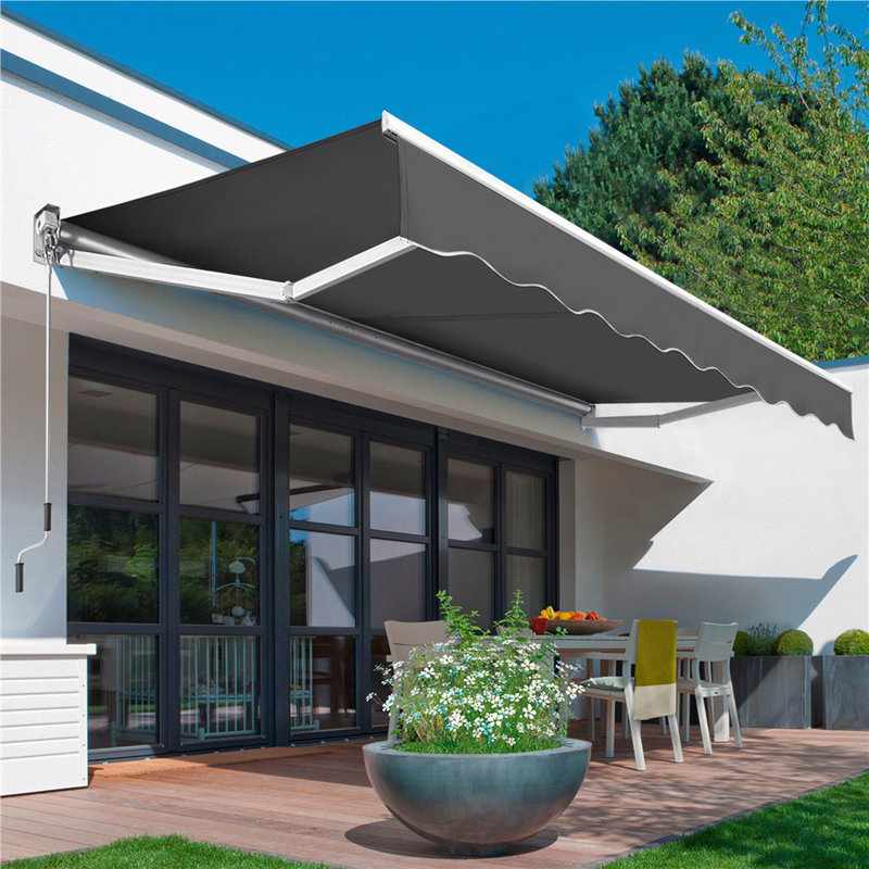 Retractable Patio Awning, Dark Grey, 250 cm L x 200 cm W