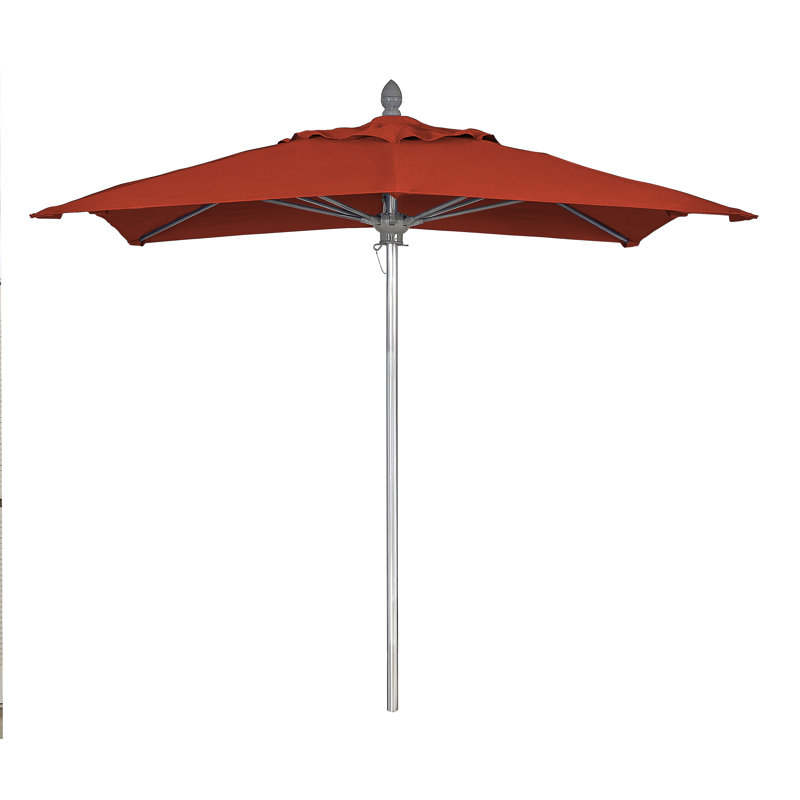 Parasol de marché carré 6 pi Prestige, Aluminium brillant, Sunbrella® terre cuite