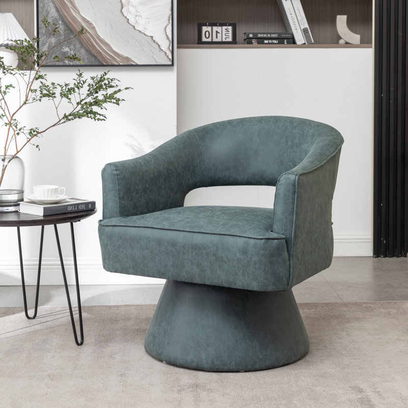 Fauteuil demi-tonneau pivotant de 28 po Kenzlee, Polyester bleu