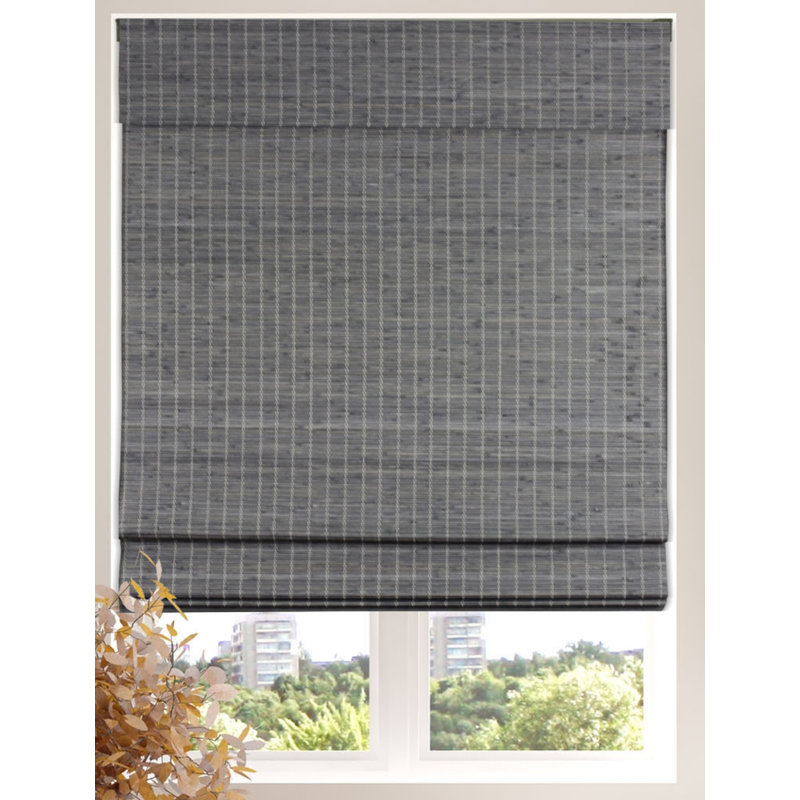 ARLO BLINDS Semi-privacy Grey-brown Bamboo Roman Shades, 34"W x 60"L