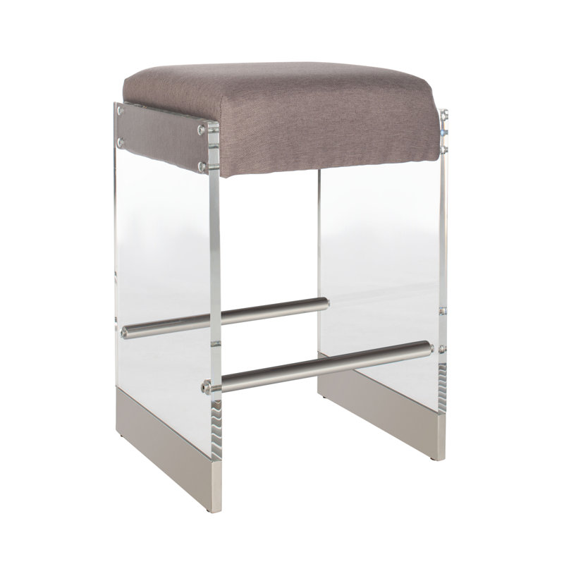 Gray Acrylic and Stainless Steel 26" Backless Counter Stool