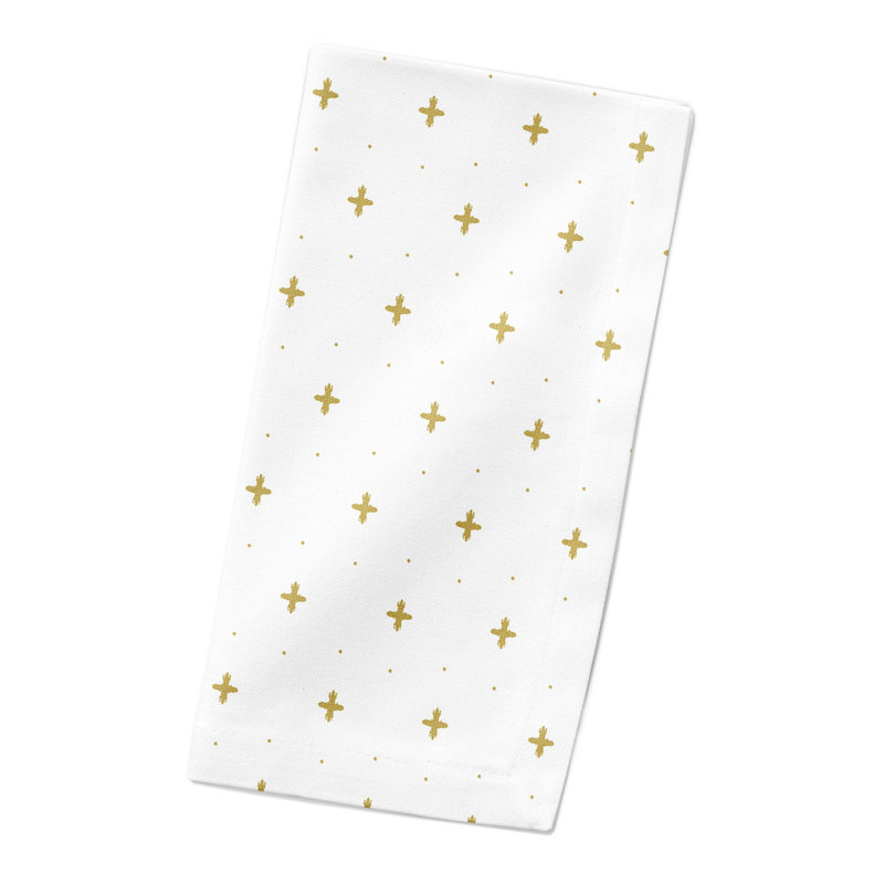 Cotton Geometric Rectangle Napkin, Yellow/White
