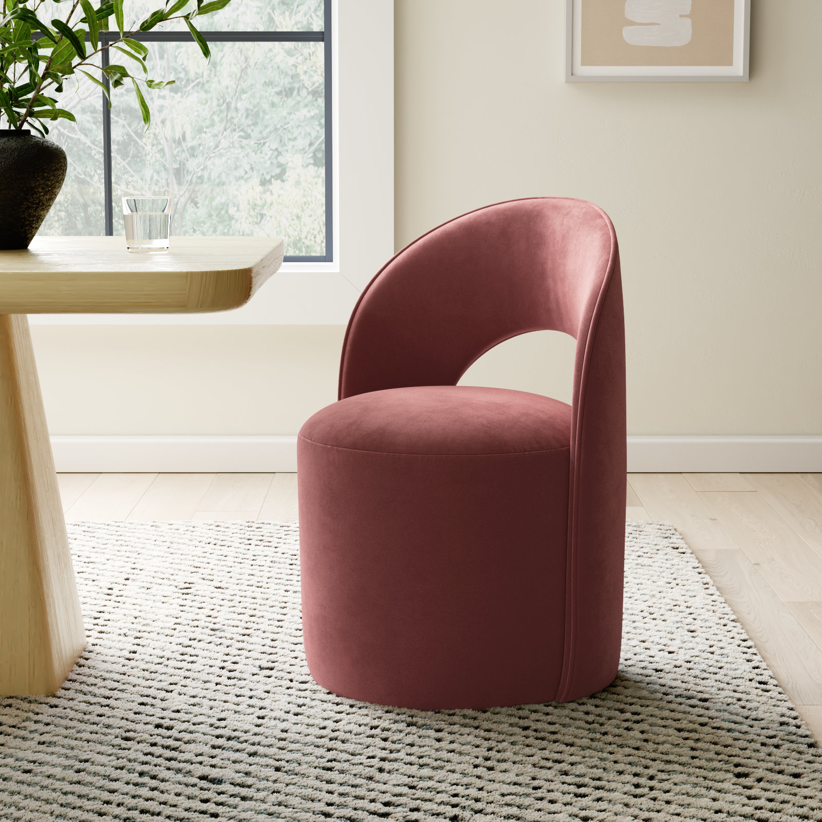 Neta Swivel Linen Side Chair, Falkirk Reddish Brown Velvet
