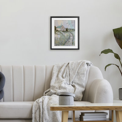 Peaceful Homestead Landscape Framed Print Under Glass, design by Linda Sperruzzi