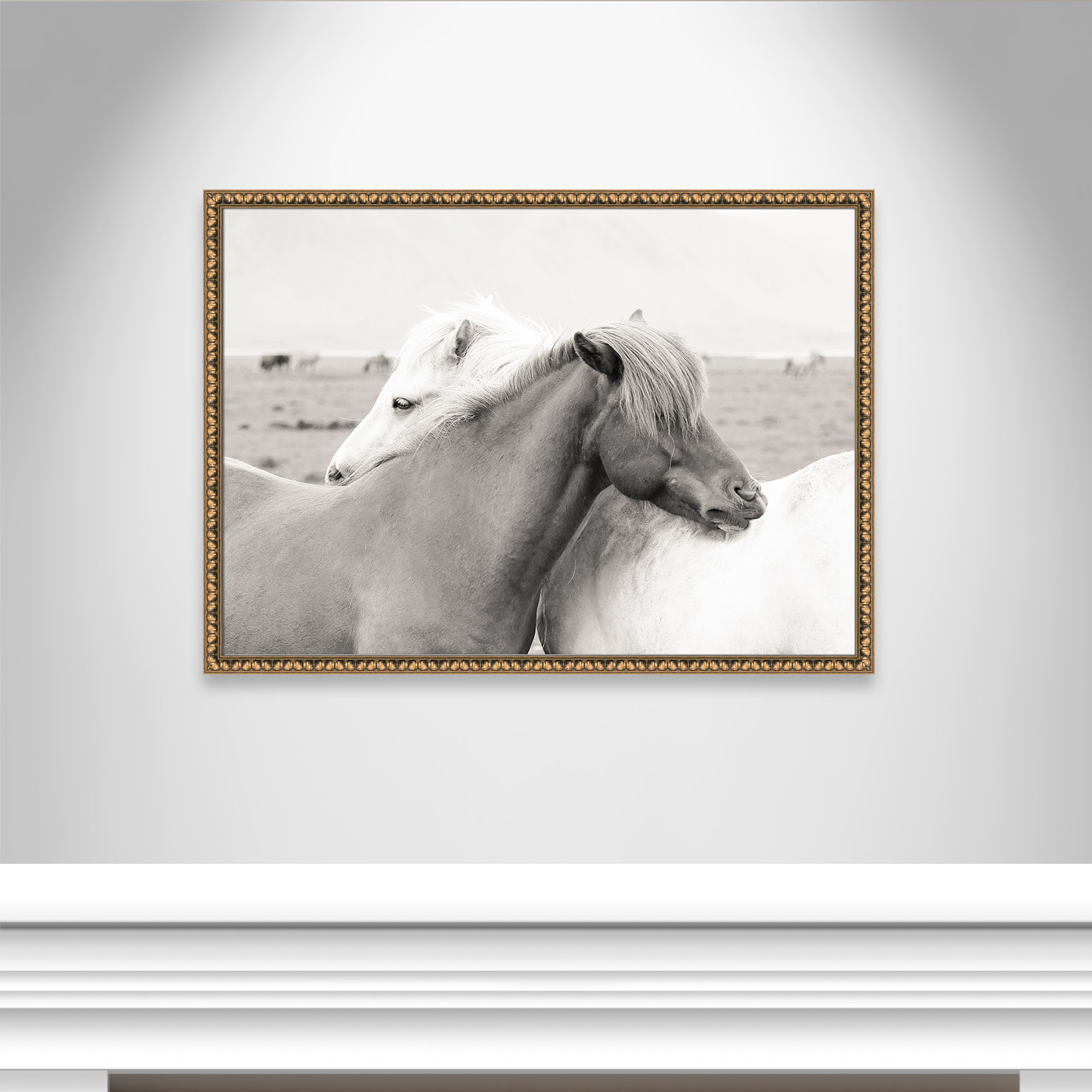 Icelandic Meadow Horses by Danita Delimont - Picture Frame Photograph on Paper, Gold Bead Framed, 30.5" H x 42.5" W x 1.13" D