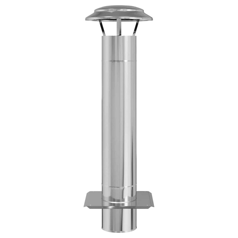 Chimney Head Extension Silver Stainless Steel, 82cm H x 25cm W x 25cm D