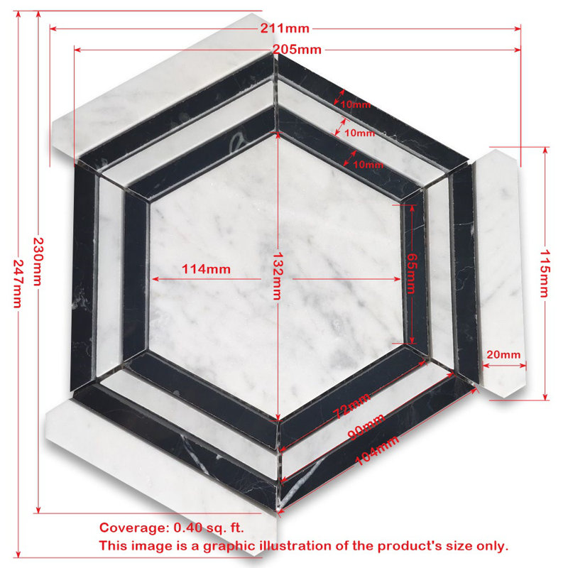 Calacatta 9" x 8" Marble Mosaic Tile, White/Gray