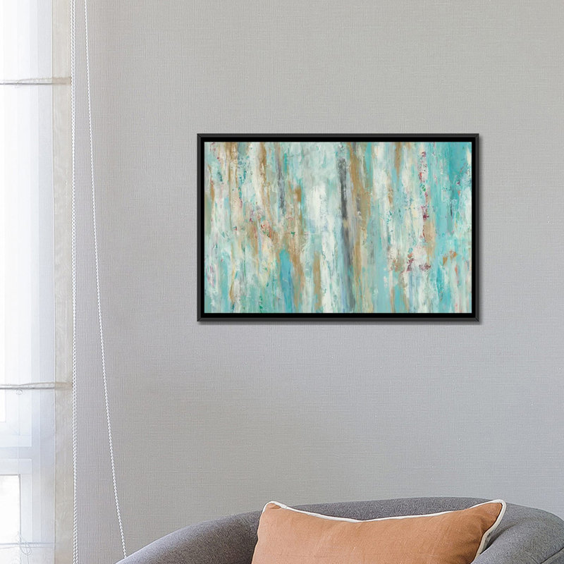 « stream of bleu », reproduction d’art sur toile, H 18 po x l 26 po x P 1,5 po, Toile avec cadre noir