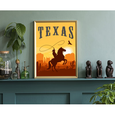 Affiche de voyage de style rétro du Texas, impression rétro sans cadre, art mural maison et bureau