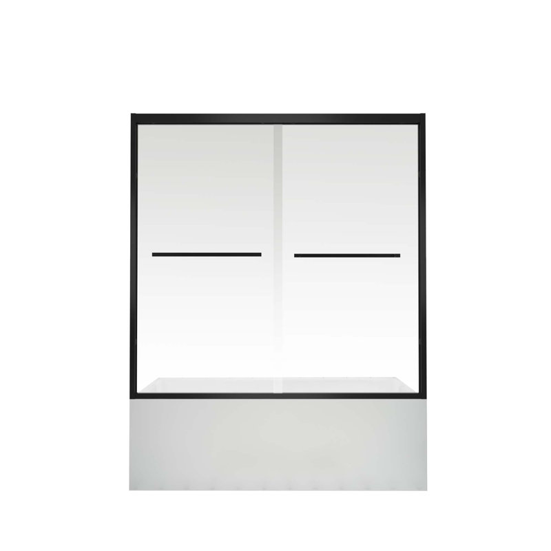 Aluminum Frame Double Sliding Bathtub Screen,Bypass Bathroom Sliding Door With Premium 1/4" (6Mm) Clear Tempered Glass, Hardware Sliding Glass Shower Enclosure