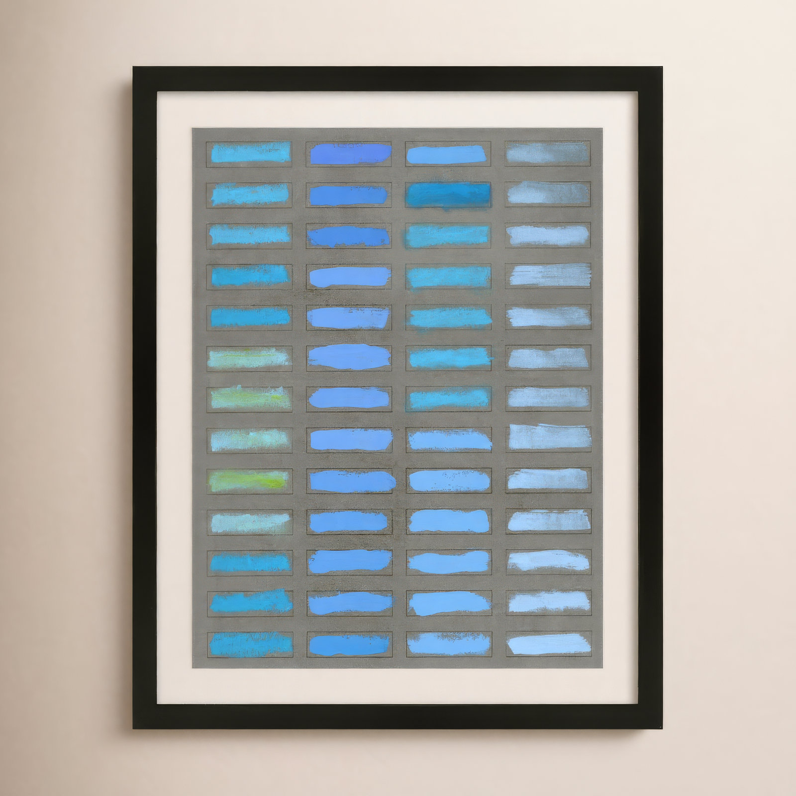The Blues 2 by Jacques Pilon, 30" H x 24" W x 1.25" D, Black Framed