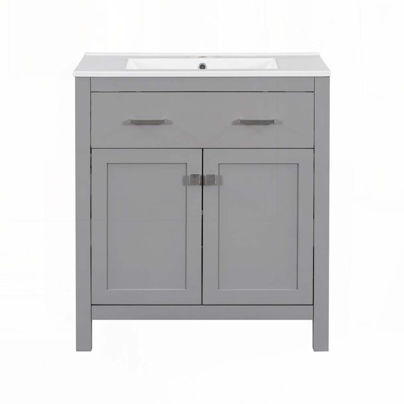 Meuble-lavabo 30 po avec lavabo en céramique, Gris