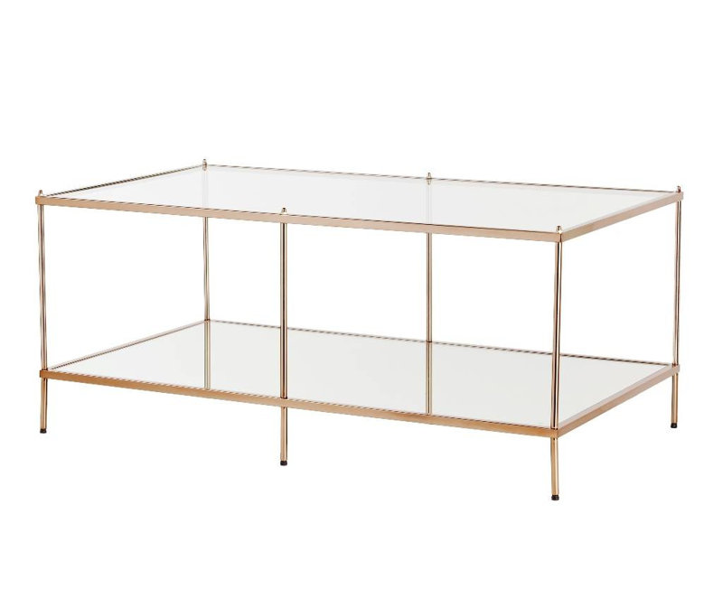 Harvey-John 42" Glass And Metal Coffee Table, Gold