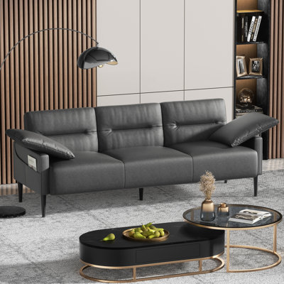 Imelda 83" Faux Leather Square Arm Sofa