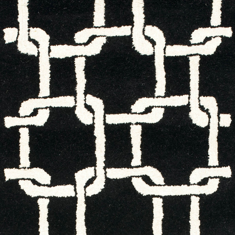 Bamba Hand Tufted Wool & Viscose Pile Geometric Rug, Round 6'