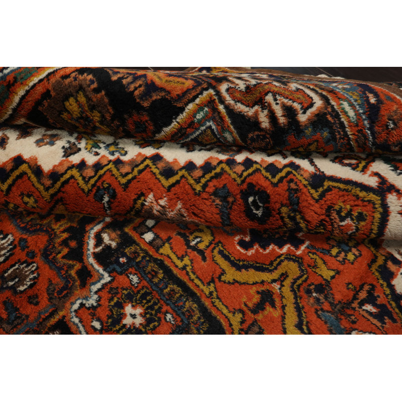 Tapis orange en laine noué à la main 6 x 9 Herrija
