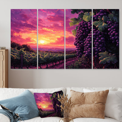 Vineyard At California Sunset III - Vineyard Wall Art - Art mural traditionnel pour le salon