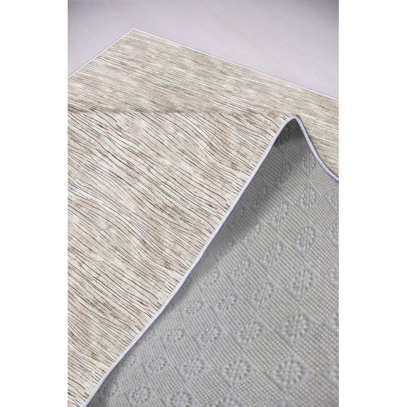 Tapis de couloir élégant (3,3 x 4,9 pi), 100% polyester, hauteur de poils de 0,3 po | Pois antibactérien antidérapant en PVC | Design tissé avec impression numérique 3D | Lavable à la machine, parfait pour la décoration intérieure et le confort
