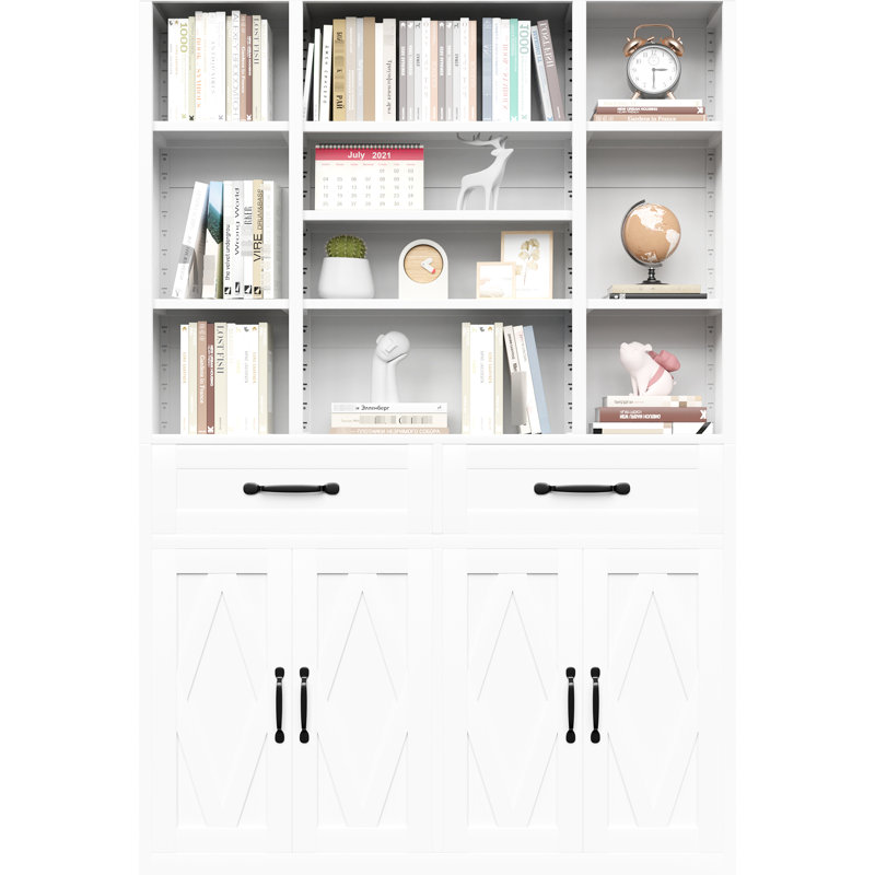 Bibliothèque en métal de 71 pouces de hauteur avec tiroirs, tablettes réglables et portes d'armoire pour l'organisation de la chambre à coucher