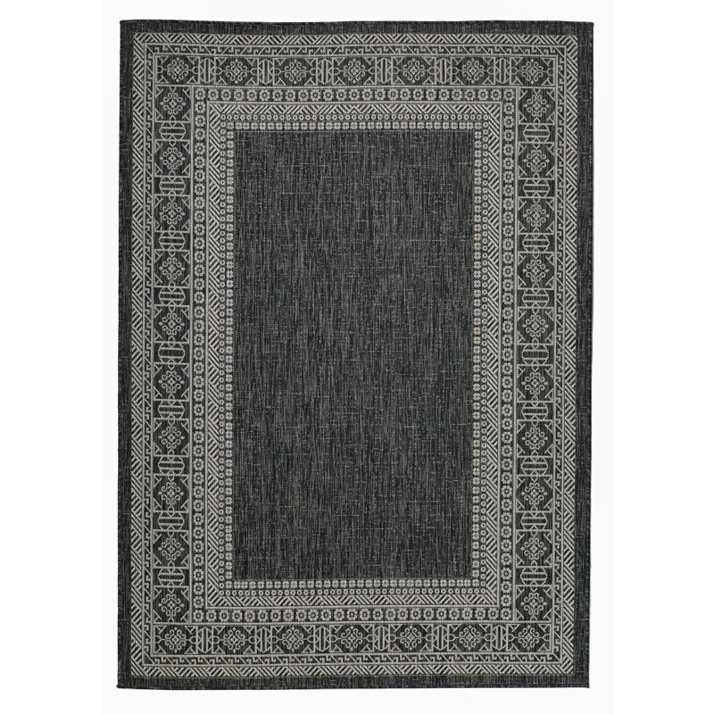 Tapis intérieur / extérieur rectangulaire en polypropylène tissé à la machine Carlymay, Rectangle 7 pi 10 po x 10 pi 9 po