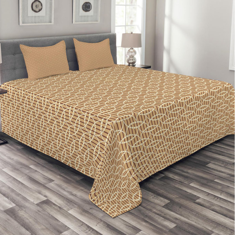 Modern & Contemporary Polyester Geometric Shapes Coverlet, King Coverlet + 2 Shams
