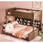 Lit superposé simple au-dessus de grand lit simple avec rangement, ports USB et structure en bois de pin robuste pour des solutions peu encombrantes