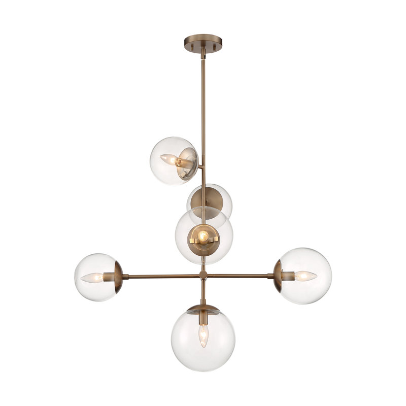 Lustre linéaire moderne Spoutnik à 6 lumières Arverne, Bronze brillant