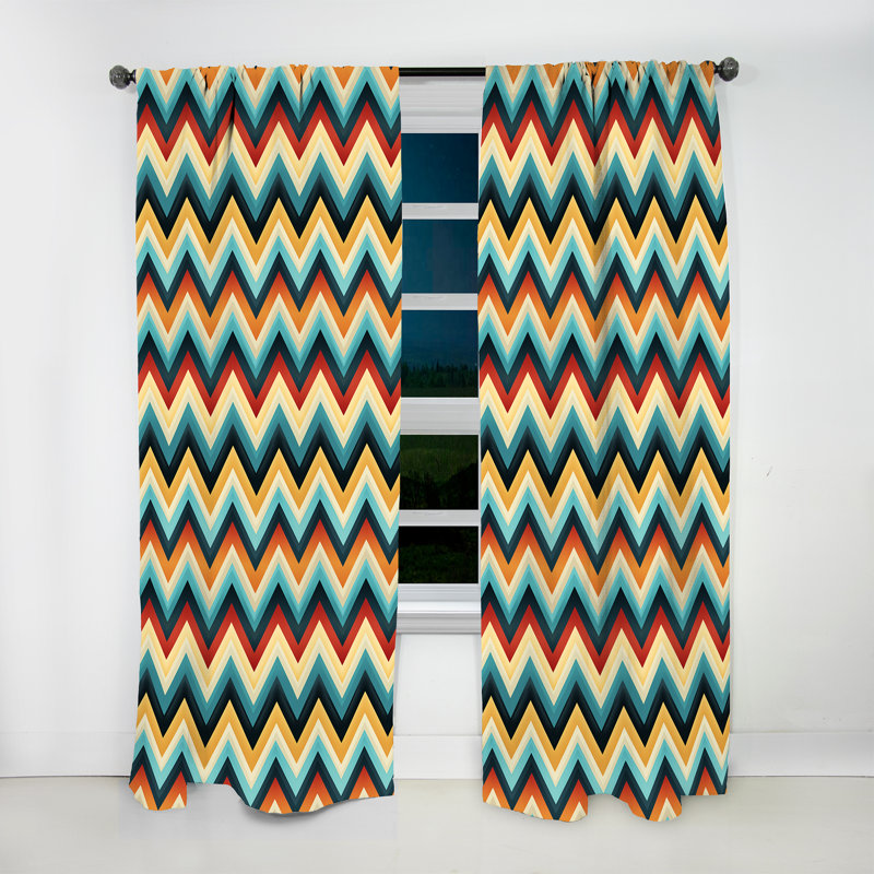 Tribal Fusion Motif à chevrons - Rideau à chevrons - Rideau à chevrons obscurcissant - 1 panneaux, L 52 po x L 84 po