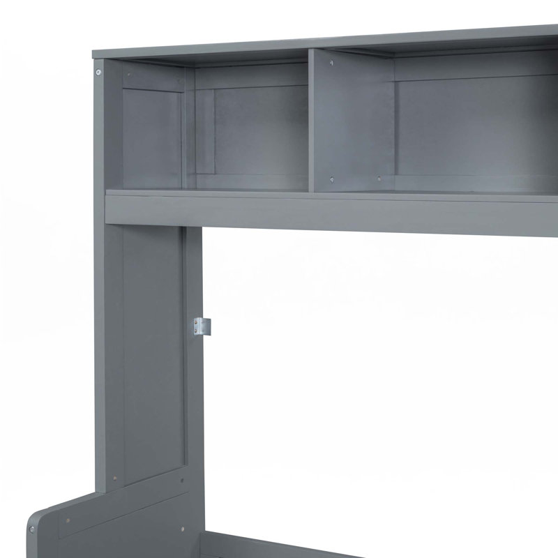 Murphy Bed Wall Bed With Closet And Drawers, Gray, Queen