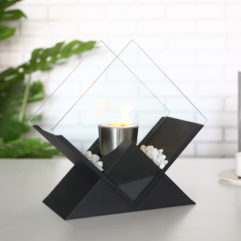 Audrianne Bio-Ethanol Outdoor Tabletop Fireplace with Flame Guard