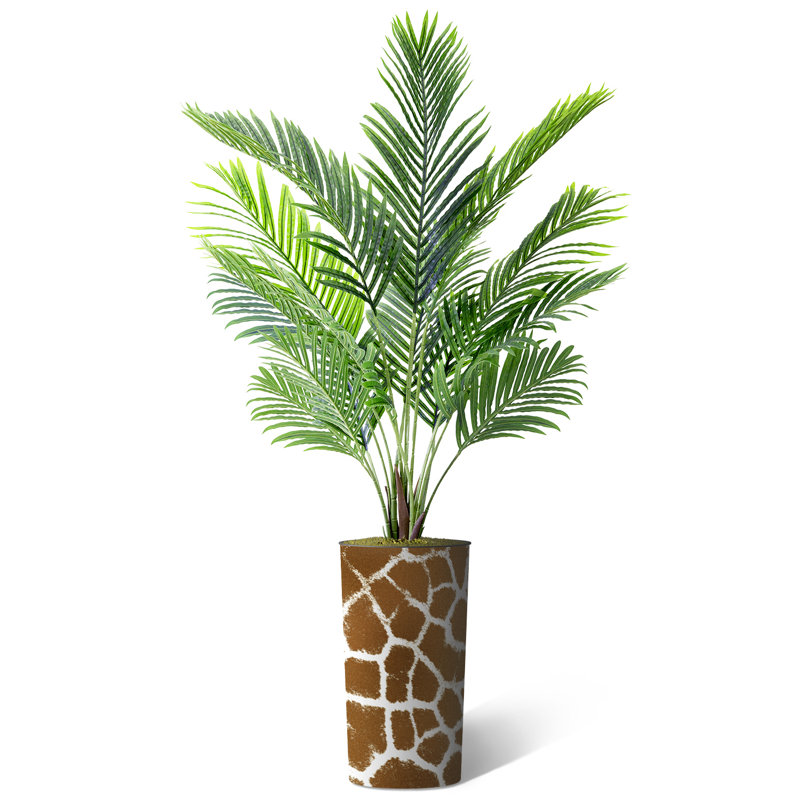 Arbre artificiel en pot, arbre de soie artificiel Areca, H 66 po x l 13 po x P 13 po, Formes jaunes