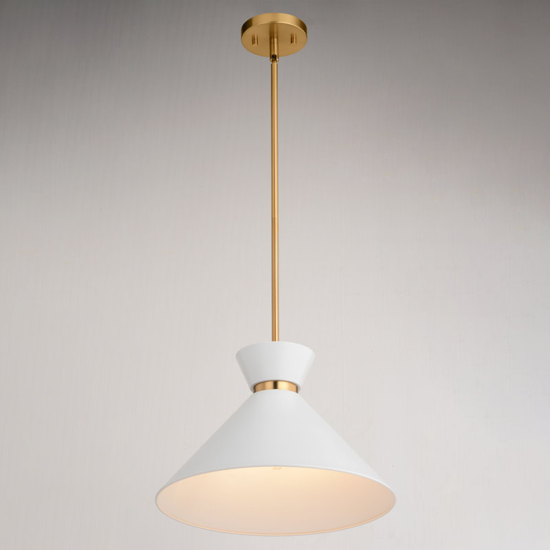 Luminaire suspendu conique à 1 lumière Racine, Blanc