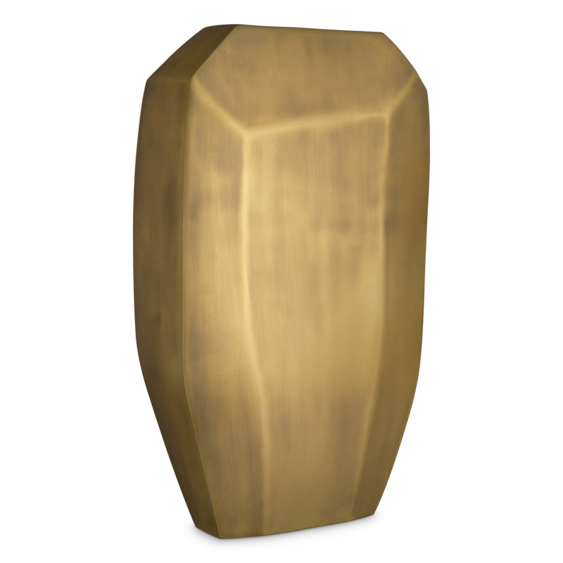 Vase de table en aluminium fait à la main Linos, Laiton antique, H 20,08 po x l 12,01 po x P 5,12 po