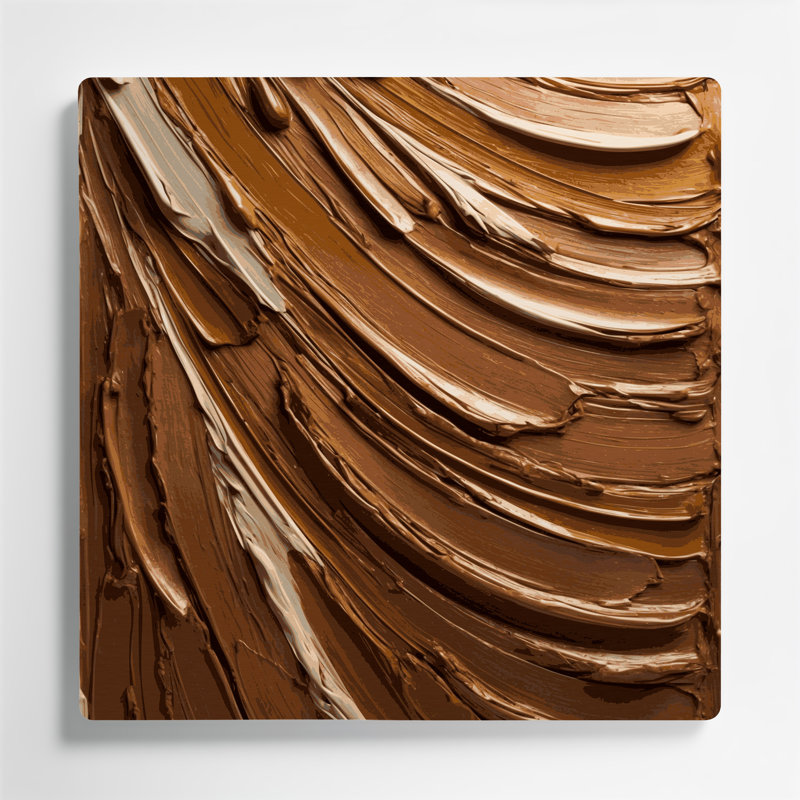 Art mural abstrait en métal brun 77, H 16 po x l 16 po