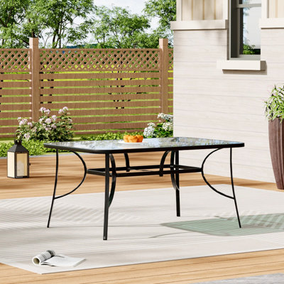 Courchevel Rectangular Metal Outdoor Dining Table With Umbrella Hole , 120cm W