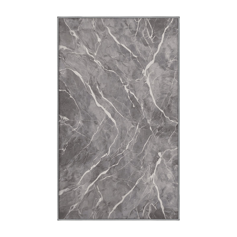 Silky Soft Plush Gray Area Rug, Rectangle 7' x 9'